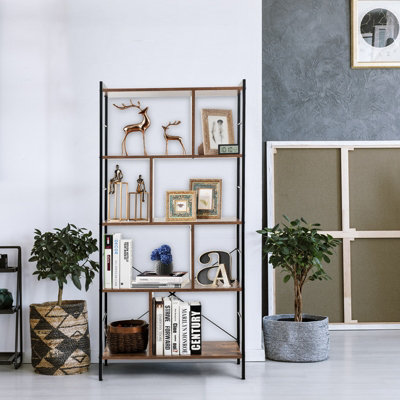 Costway 5-Tier Bookshelf Industrial Bookcase Freestanding Storage Display Shelf - 4