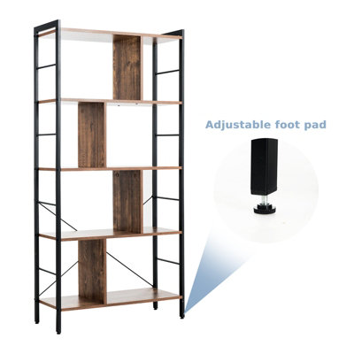 Costway 5-Tier Bookshelf Industrial Bookcase Freestanding Storage Display Shelf - 8