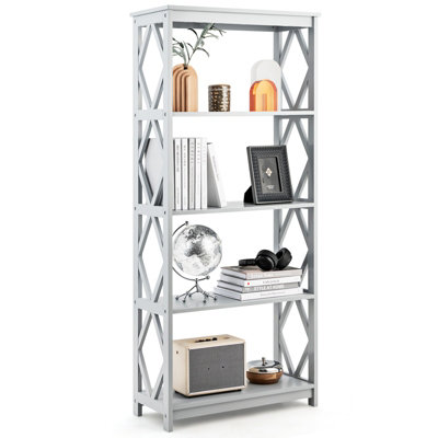 Costway 5-Tier Bookshelf Modern Bookcase Kitchen Bedroom Standing Display Rack