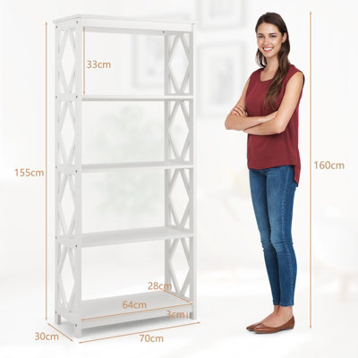 Costway 5-Tier Bookshelf Modern Bookcase Kitchen Bedroom Standing Display Rack