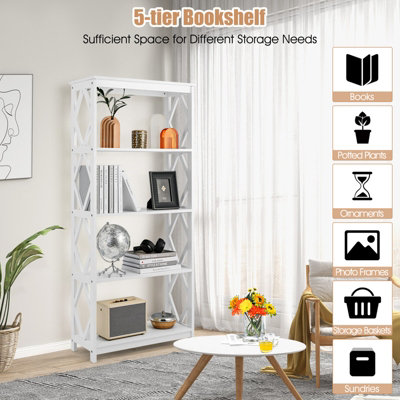 Costway 5-Tier Bookshelf Modern Bookcase Kitchen Bedroom Standing Display Rack - 4