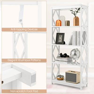 Costway 5-Tier Bookshelf Modern Bookcase Kitchen Bedroom Standing Display Rack - 8