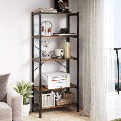 COSTWAY 5-Tier Bookshelf with Metal Frame Freestanding Display Rack for Home Office