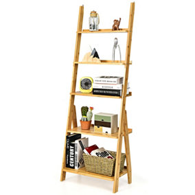 Costway 5-Tier Freestanding Bamboo Ladder Shelf Display Storage Rack Plant Stand