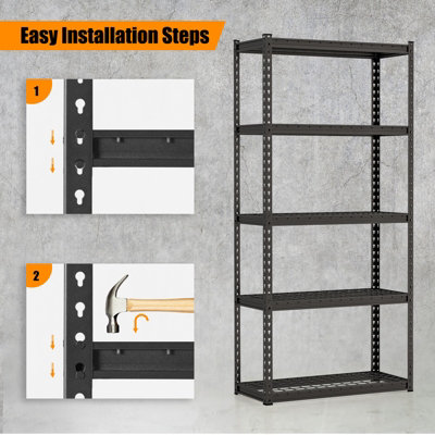 Heavy Duty Garage Shelving Unit - 48"W X 18"D X 39"H, Black, 1100 Lb Capacity