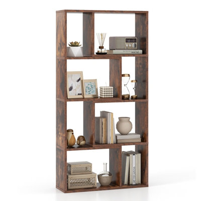 COSTWAY 5-Tier Geometric Bookshelf 120 CM Tall Bookcase Modern 8-Cube Display Shelving