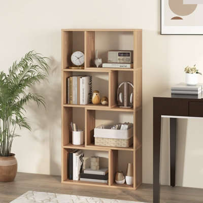 COSTWAY 5-Tier Geometric Bookshelf 120 CM Tall Bookcase Modern 8-Cube ...