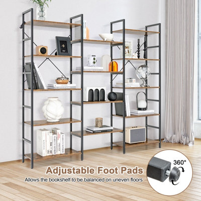 Costway 5-tier Industrial Bookshelf Large Triple Floor Standing Bookcase Display Shelf - 7