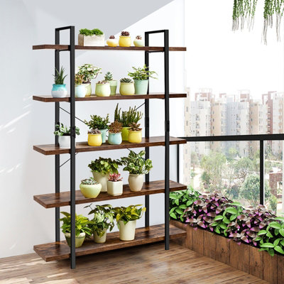 Costway 5-Tier Industrial Bookshelf Plant Flower Stand Storage Display Rack