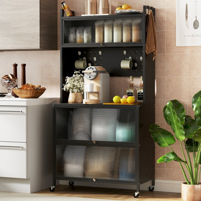 COSTWAY 5 Tier Kitchen Bakers Rack Multifunctional Microwave Stand-Black