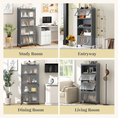 COSTWAY 5-Tier Kitchen Cupboard Mobile Storage Cabinet Shelves w