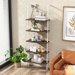 Costway 5-Tier Ladder Shelf Bookshelf Wall Mounted Hanging Storage Shelf Plant Display Rack