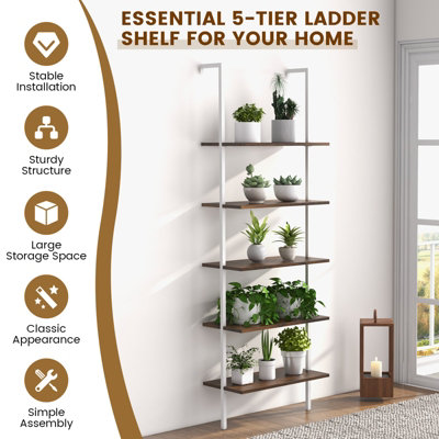 Soges 5 Tier Wall Mounted Ladder Shelf, Bookshelf ... - Shein