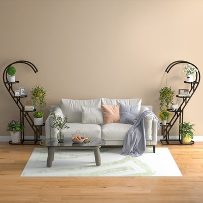 Costway 5 Tier Metal Plant Stand Heart-shaped Ladder Plant Shelf w/ Hanging Hook - 5