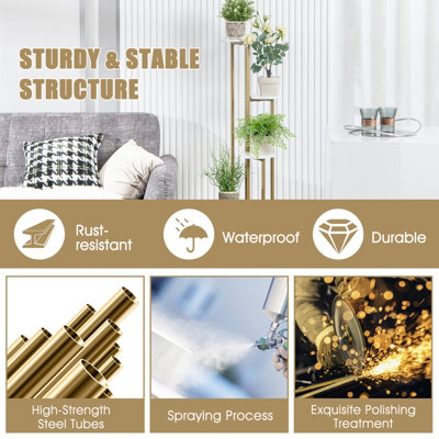 Costway 5 Tier Tall Plant Stand Corner Plant Shelf Modern Flower Rack Pot Holder Display Shelf - 7