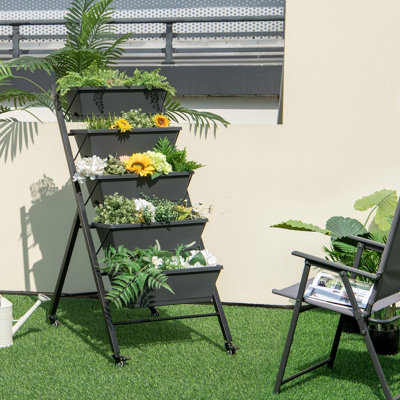 Costway 5-Tier Vertical Raised Garden Bed Freestanding Garden Planter 5 Container Boxes - 3