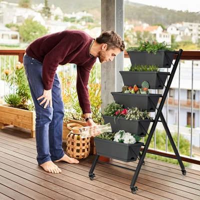 Costway 5-Tier Vertical Raised Garden Bed Freestanding Garden Planter 5 Container Boxes - 4