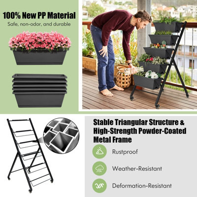 Costway 5-Tier Vertical Raised Garden Bed Freestanding Garden Planter 5 Container Boxes - 7