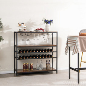 Costway 5-tier Wine Rack Table Freestanding Bar Wine Racks With 4 Rows of Glass Holders