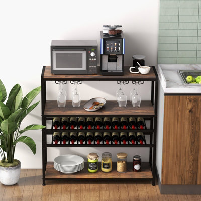 Costway 5-tier Wine Rack Table Freestanding Bar Wine Racks With 4 Rows ...