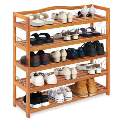 Costway 5Tier Wood Shoe Rack Solid Shoe Storage Shelf Organizing Unit
