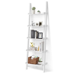 Costway 5 Tier Wooden Ladder Shelf Unit Wall-mounted Bookcase Display