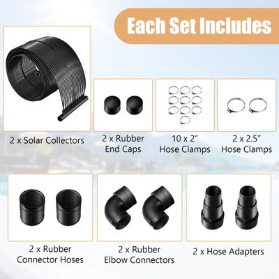 Costway 5 X 0.75 M Solar Panel Heater 2 PCS Polyethylene Swimming Pool Heating System - 6