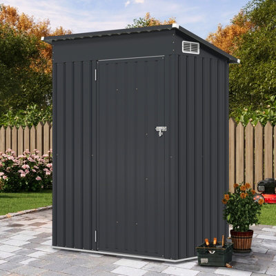 COSTWAY 5 x 3 FT All-Weather Garden Storage Shed Galvanized Metal Frame Tool House w/ Door