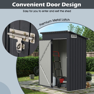 COSTWAY 5 x 3 FT All-Weather Garden Storage Shed Galvanized Metal Frame Tool House w/ Door