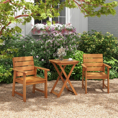 Costway 50cm Backyard Folding Square Dining Table Outdoor Hardwood Bistro Table - 3