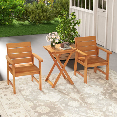 Costway 50cm Backyard Folding Square Dining Table Outdoor Hardwood Bistro Table - 5