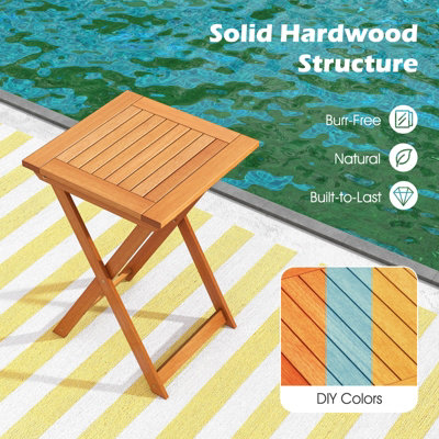 Costway 50cm Backyard Folding Square Dining Table Outdoor Hardwood Bistro Table - 6