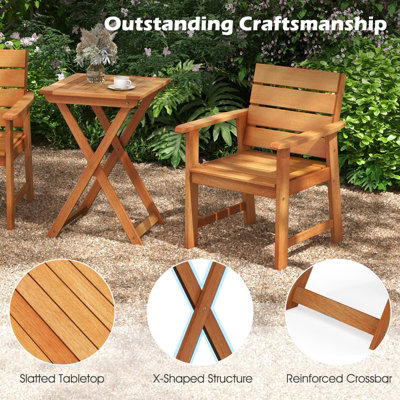 Costway 50cm Backyard Folding Square Dining Table Outdoor Hardwood Bistro Table - 7