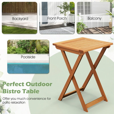 Costway 50cm Backyard Folding Square Dining Table Outdoor Hardwood Bistro Table - 8