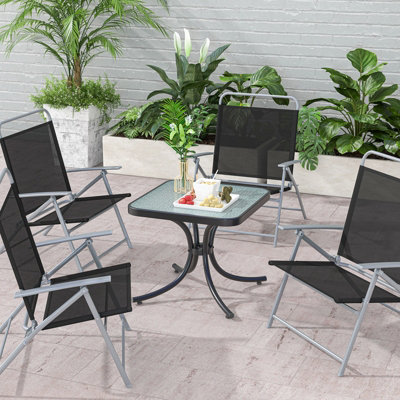 Costway 50cm Square Patio Table In/Outdoor Compact Metal Side Table w/ Tempered Glass Top - 4