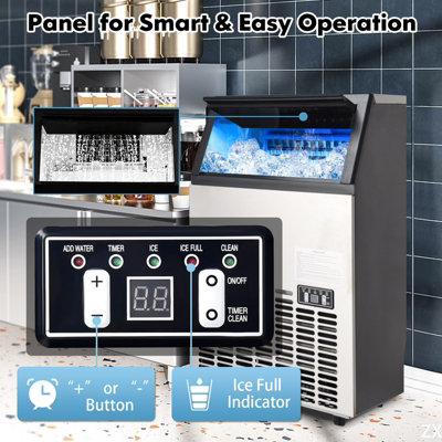 thumbnail image 2 of Costway Stainless Steel Ice Maker – 48lbs/24H, Self-Cleaning With LCD Display (Silver) 2 of 6