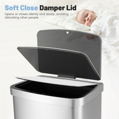 Costway 50L Automatic Trash Can Rectangular Infrared Motion Sensor Garbage Waste Bin - 7