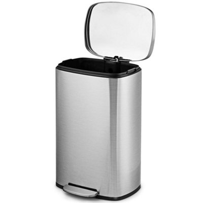 Costway 50L Rectangular Trash Garbage Can Stainless Steel Step Trash Bin Recycling Pedal