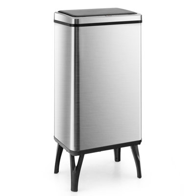 Costway 50L Stainless Steel Trash Can Automatic Motion Sensor Garbage Bin