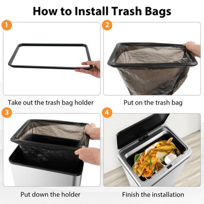 Costway 50L Stainless Steel Trash Can Automatic Motion Sensor Garbage Bin - 9