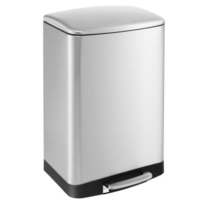 Costway 50L Trash Can Stainless Steel Pedal Garbage Can Lock Device Stay Open Trash Bin