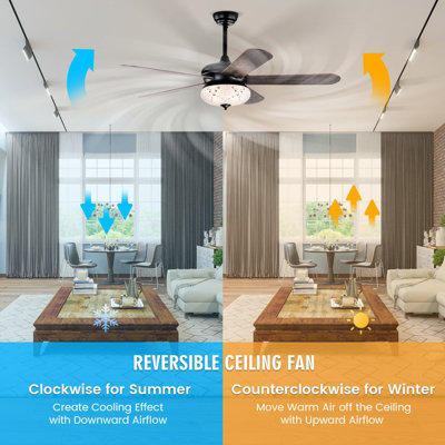 Costway 52" Indoor Ceiling Fan w/ Light & Remote Control - 5