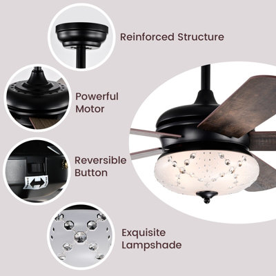 Costway 52" Indoor Ceiling Fan w/ Light & Remote Control - 6