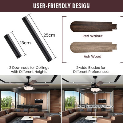 Costway 52" Indoor Ceiling Fan w/ Light & Remote Control - 7