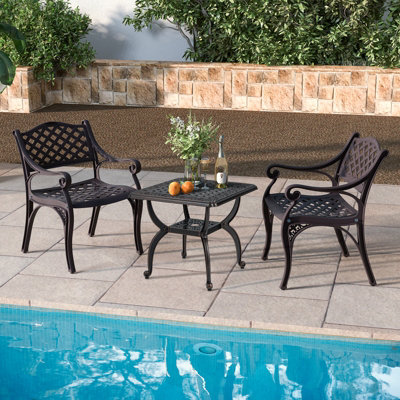 Costway 53 cm Cast Aluminum Outdoor Side Table Patio Square Coffee Table - 3