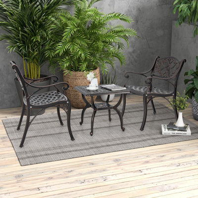 Costway 53 cm Cast Aluminum Outdoor Side Table Patio Square Coffee Table - 4