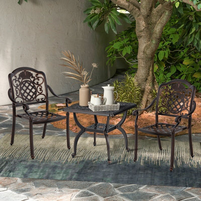 Costway 53 cm Cast Aluminum Outdoor Side Table Patio Square Coffee Table - 5