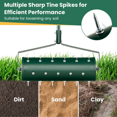 GiantexUK Manual Lawn Aerator - Heavy Duty Grass Roller With Spikes For Garden Soil