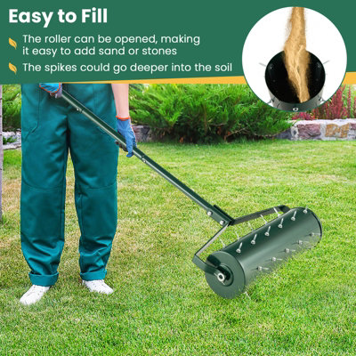 Montree shop rolling lawn aerator heavy duty garden yard tool push manual machine roller hand v4hjyy6 discount