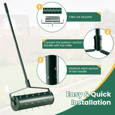 Costway 53cm Manual Lawn Aerator Garden Heavy Duty Rolling Aerator Lawn Tool - 7